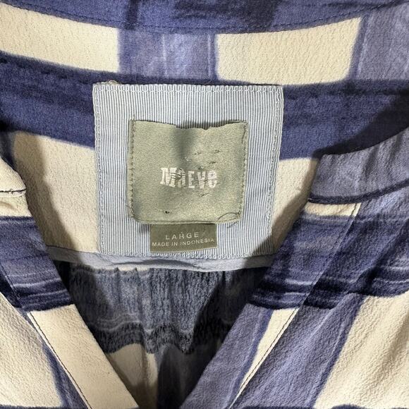 Maeve Anthropologie Blue White Plaid Windowpane Devery Dress Sz L Coastal Preppy - Picture 2 of 12